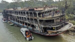 Packed ferry catches fire in Southern Bangladesh