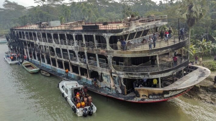 Packed ferry catches fire in Southern Bangladesh