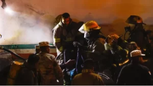 Mexican President said migrants had set mattresses ablaze