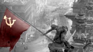 What hammer and sickle represent in a Communist flag?