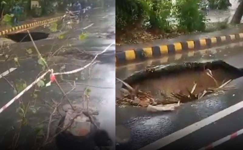 Netizens react as heavy rains cause potholes on Lahore’s Canal Road