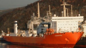 Russian ships crew fired signal flares toward German helicopter